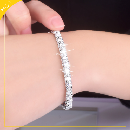 Diamond 18 K white gold bracelet with Mozanstone bracelet 2