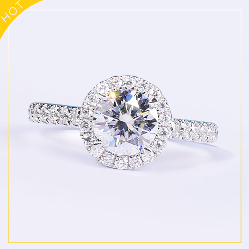 American genuine imported Mozanstone Ring Female 18K Platinu