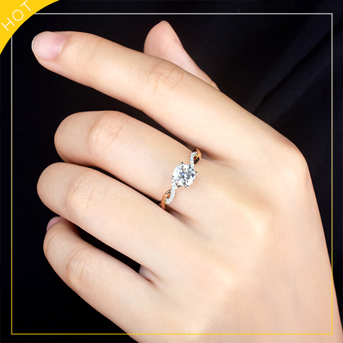 Diamond Love American Genuine Mozanstone Ring Female 18K Gol